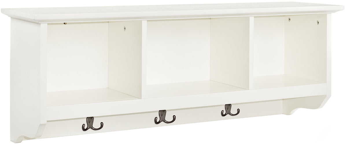 Crosley Furniture Brennan 2-Piece Entryway Set With Shoe Rack Bench And Wall-Shelf With Coat Hooks, White