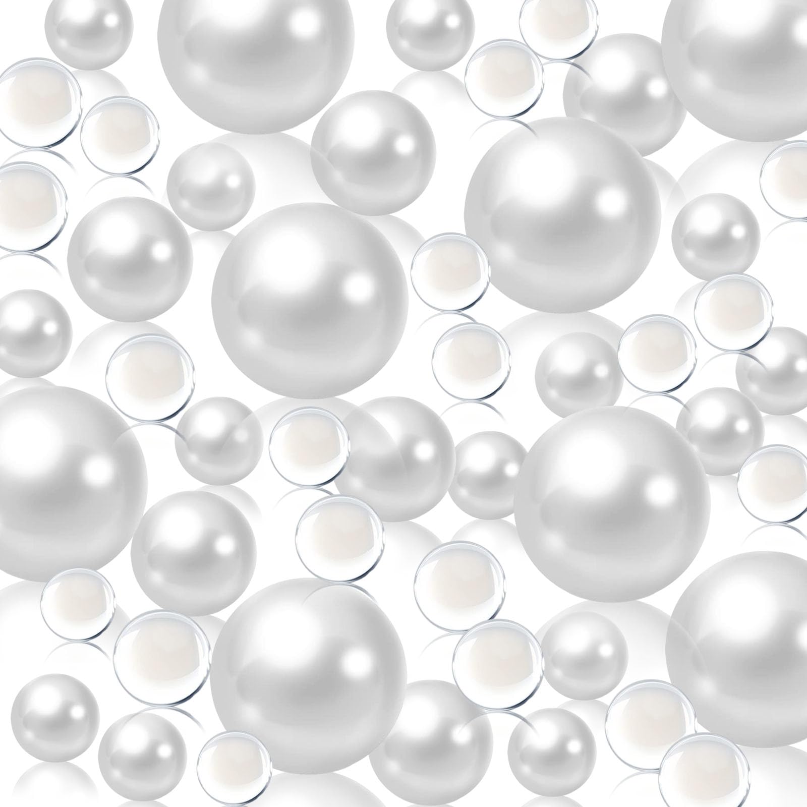 White Floating Pearls | 150PCS White Pearls Bead for Centerpieces Vases, White No Hole Beads | 8/14/20 mm Floating Beads | White