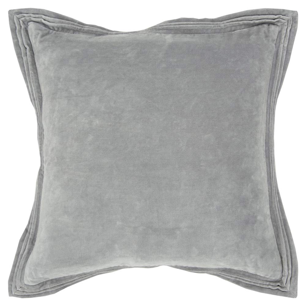 Rizzy Home Connie Post 20&quot; x 20&quot; Down Filled Pillow with Cotton Velvet Cover-Gray