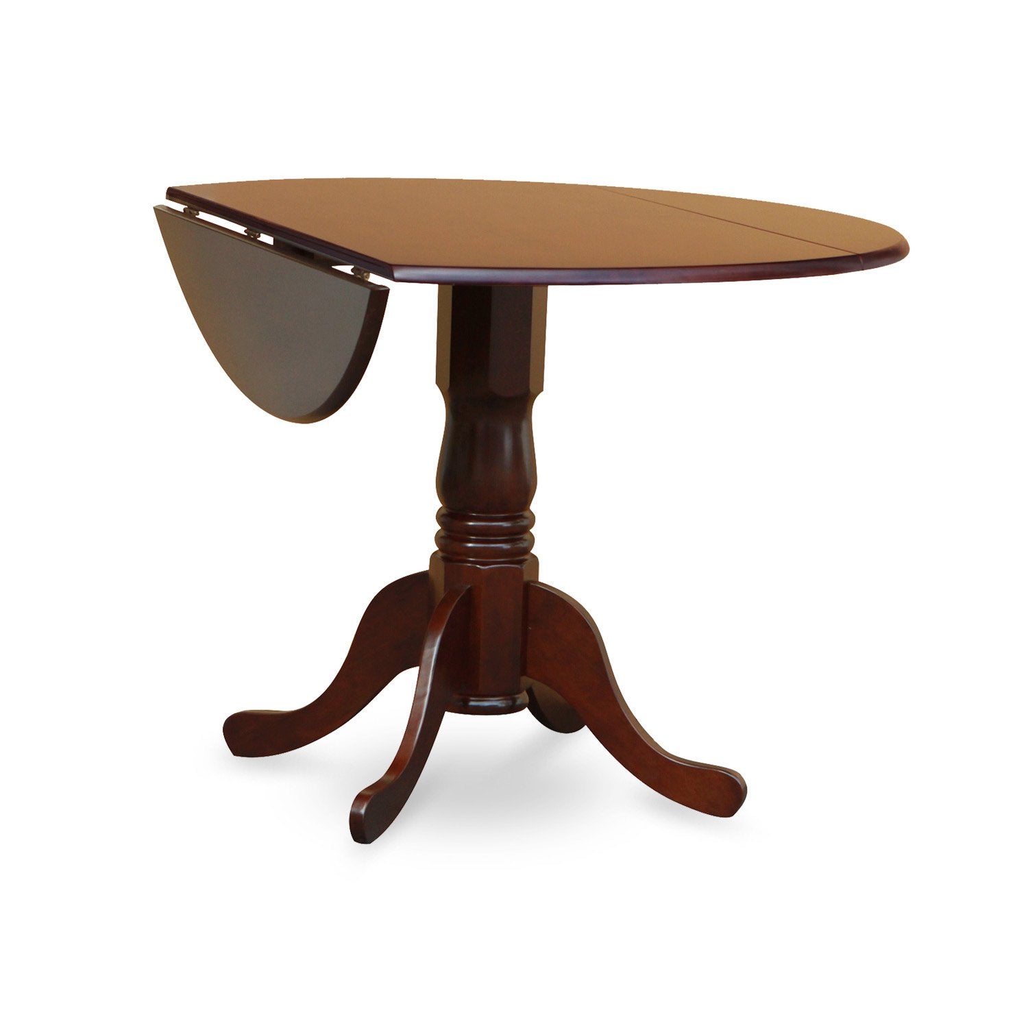 East West Furniture Dlda3-Mah-C 3 Piece Modern Dining Table Set Contains A Round Wooden Table With Dropleaf And 2 Linen Fabric Dining Room Chairs, 42X42 Inch, Mahogany