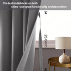 Jiuzhen Light Grey Blackout Curtains With Tiebacks Thermal Insulated, Light Blocking Noise Reducing Grommet Curtains For Bedroom And Living Room, Set Of 2 Window Curtain Panels, 60 X 63 Inch Length