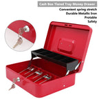 Xydled Cash Box With Money Tray And Key Lock,Money Lock Box With Cash Tray,Safe Lock Box With Key,Tiered,4 Bill / 5 Coin Slots,1