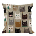Hgod Designs Decorative Pillow Sham Cotton Linen Square Unique Printed Lovely Cat Pattern Throw Pillow Case Cushion Cover 18 X 1