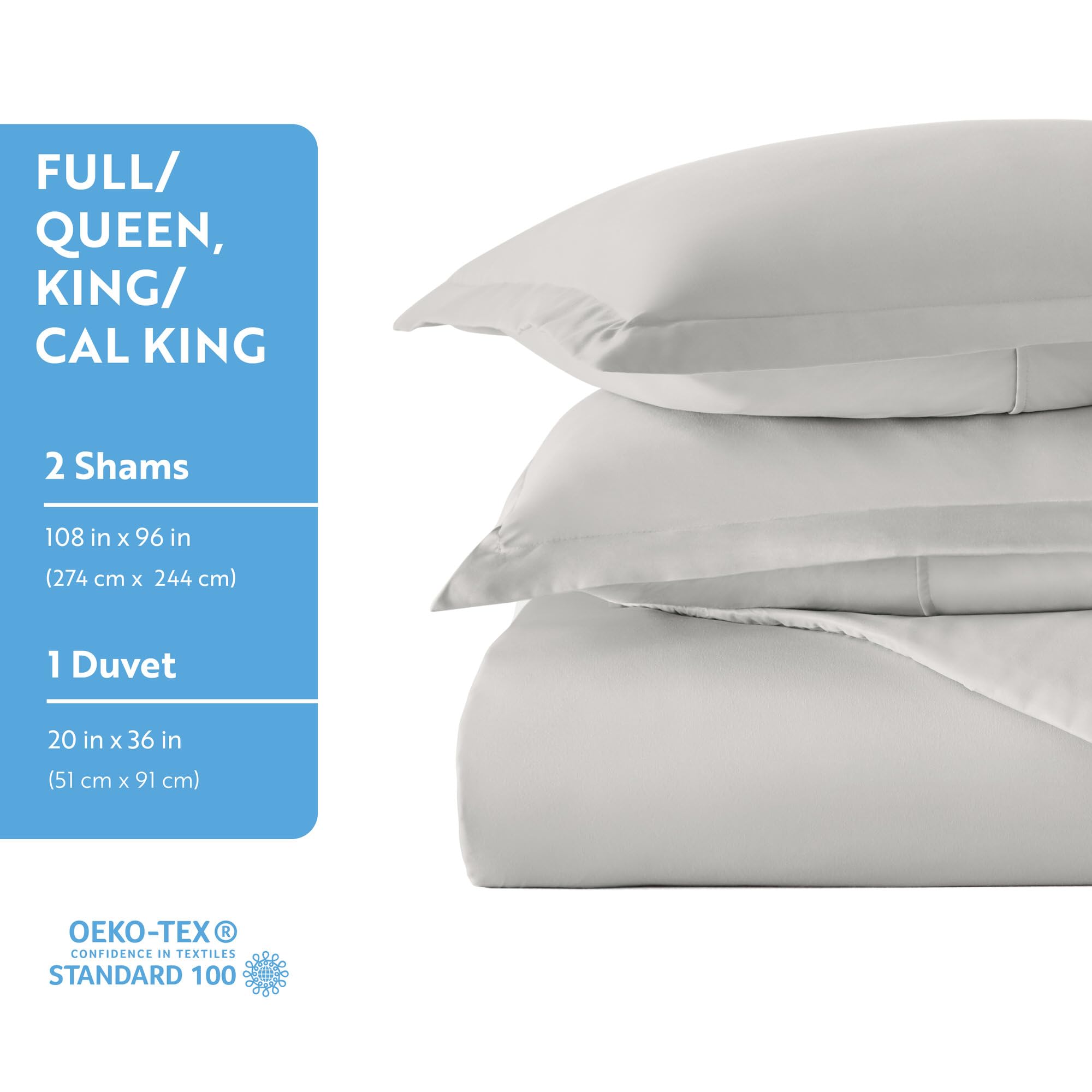 Ienjoy Home Hotel Collection Soft Brushed Microfiber Duvet Cover Set, King, Lgray (Bll-Duvet -King-Lgray)