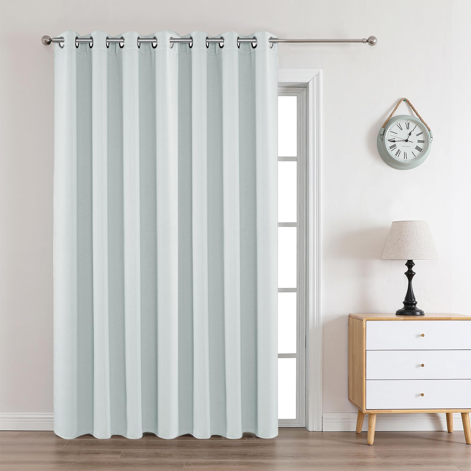 Joydeco White Curtains 108 Inches Long 1 Panel, Thermal Insulated Long Curtains& Drapes 1 Piece, Room Darkening Grommet Curtains