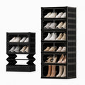 6Tier 12 Pairs Foldable Shoe Rack Organizer with Magnetic Doors, Black