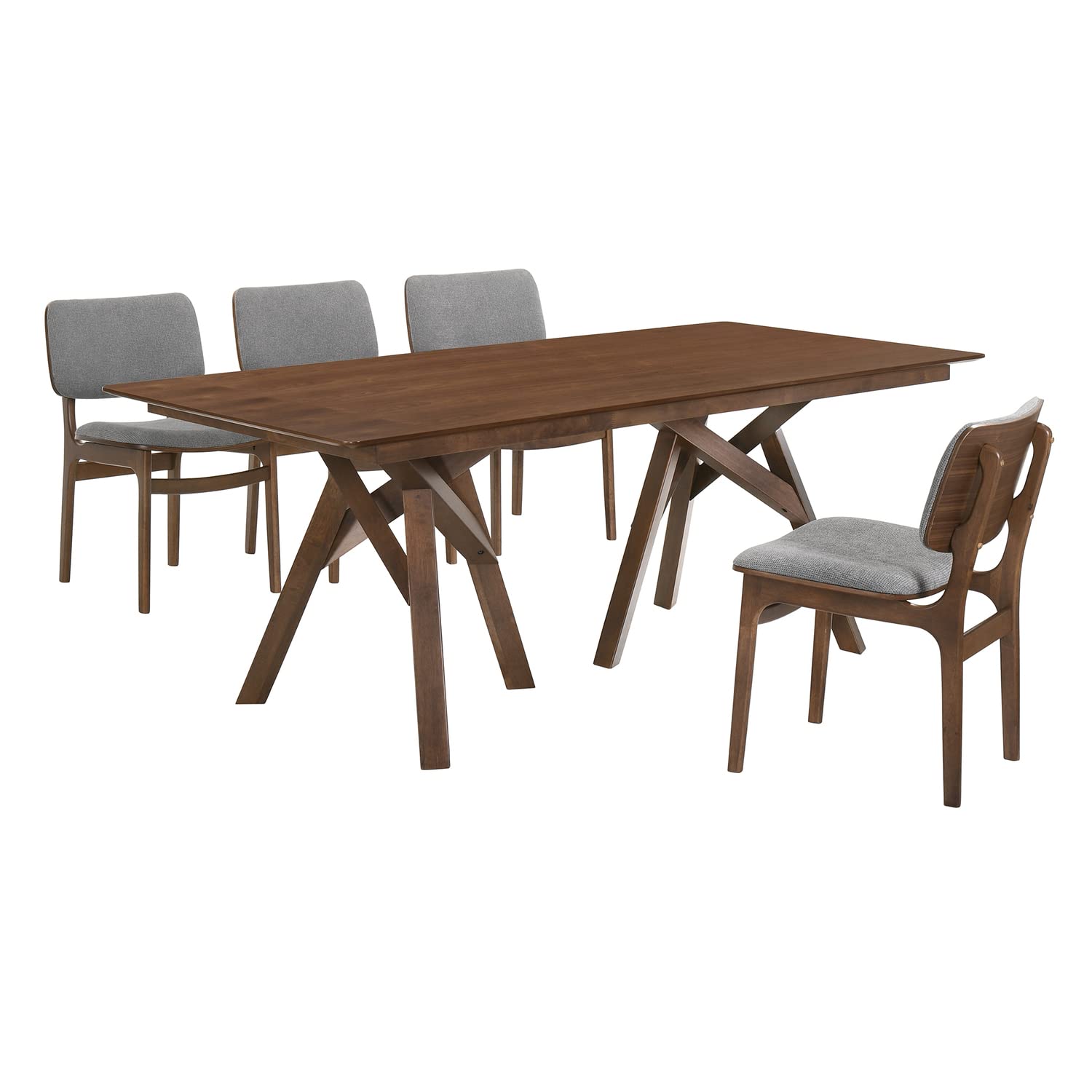 Armen Cortina Lima 5 Piece Walnut Dining Table and Chair Set