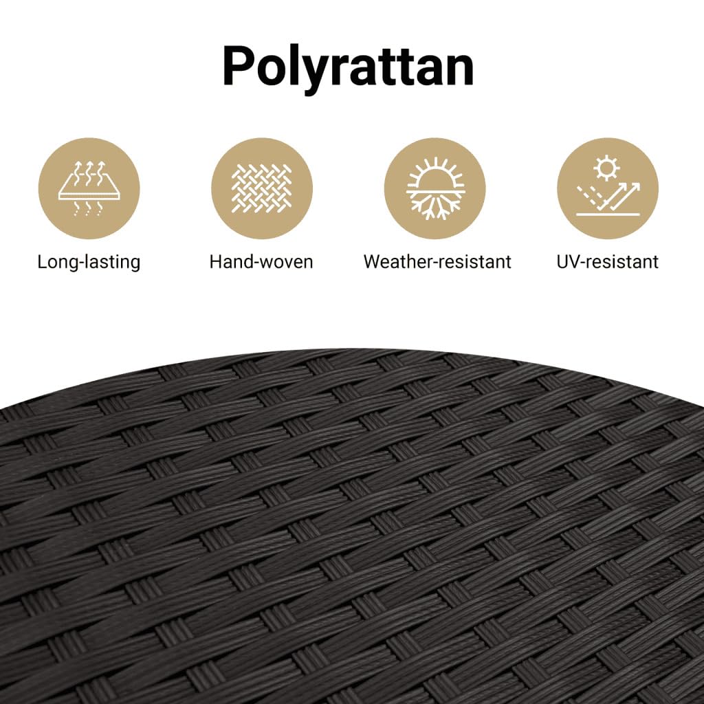 vidaXL Patio Sofa Set - 8 Piece Black Poly Rattan with Blue Cushions - Modular Garden Furniture for Outdoor/Patio/Deck