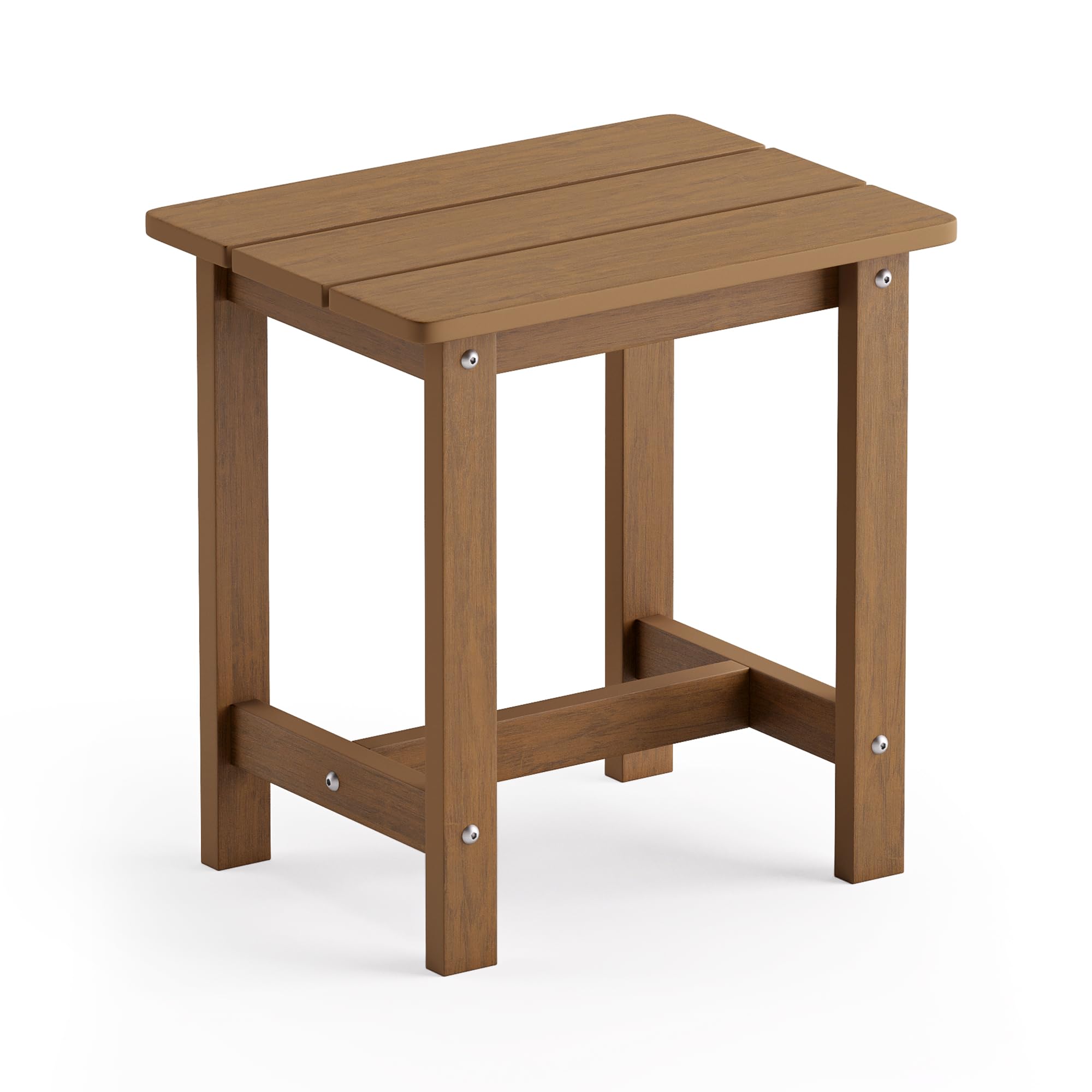 Lue Bona Outdoor Side Table, Hdps Small Outdoor Table, Adirondack Side Table, Outside End Table For Patio, Porch, Deck, Pool, Weather Resistant/Easy Maintenance/Indoor Or Outdoor Use, Brown
