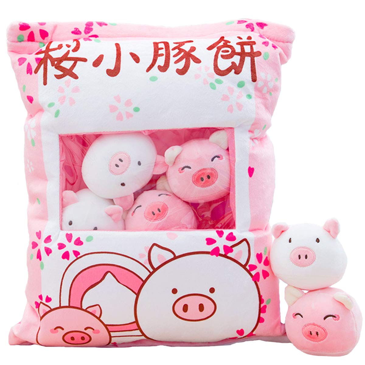 Refahb Cute Throw Pillow Stuffed Animal Toys Removable Fluffy Piggy Creative Gifts For Teens Girls Kids
