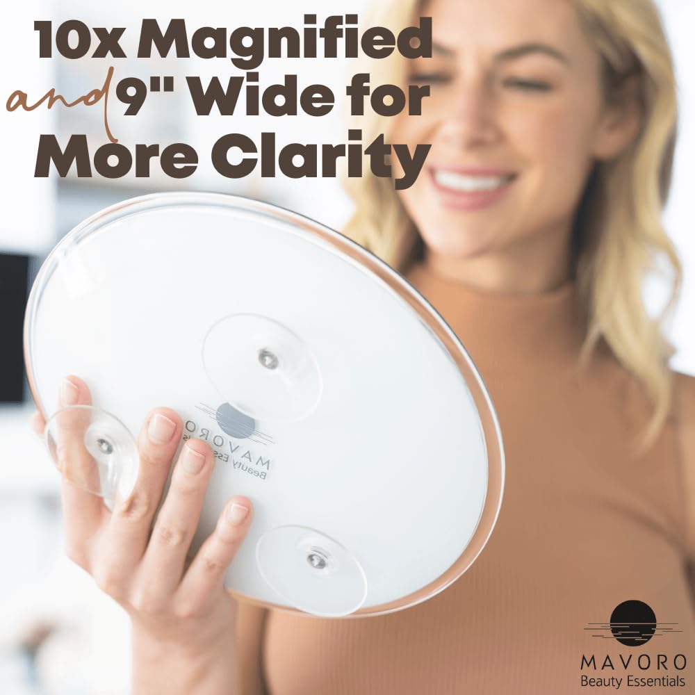 Magnifying Mirror With 3 Suction Cups 9 Inch (10X Magnification)