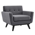 Modway Engage Modern Tufted Back Performance Velvet Armchair in Gray/Black