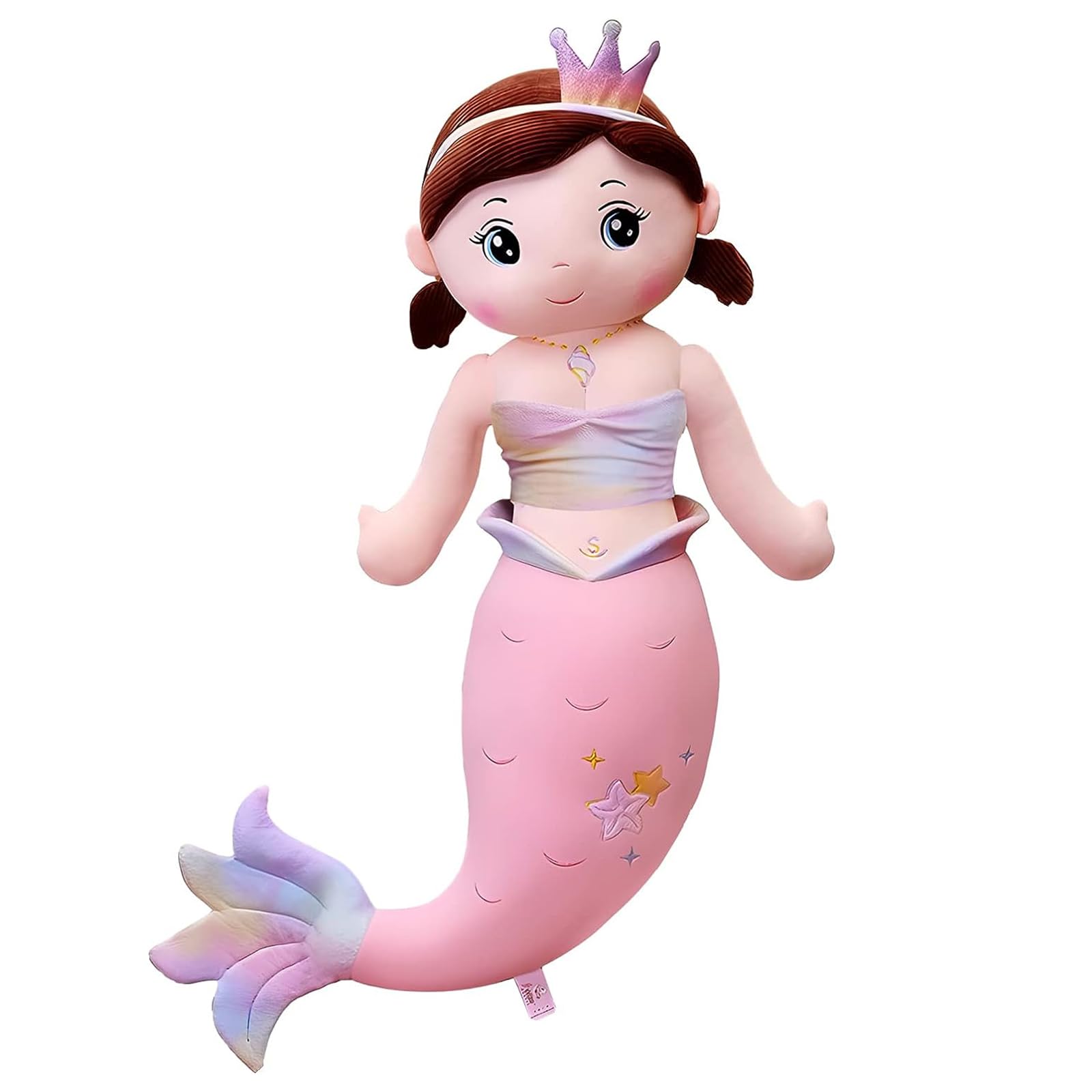 Nxnynz Mermaid Stuffed Animal Plush, 23.6In Cute Soft Pink Hugging Mermaid Plushies Pillow Toys Kawaii Birthday Gift For For Adu