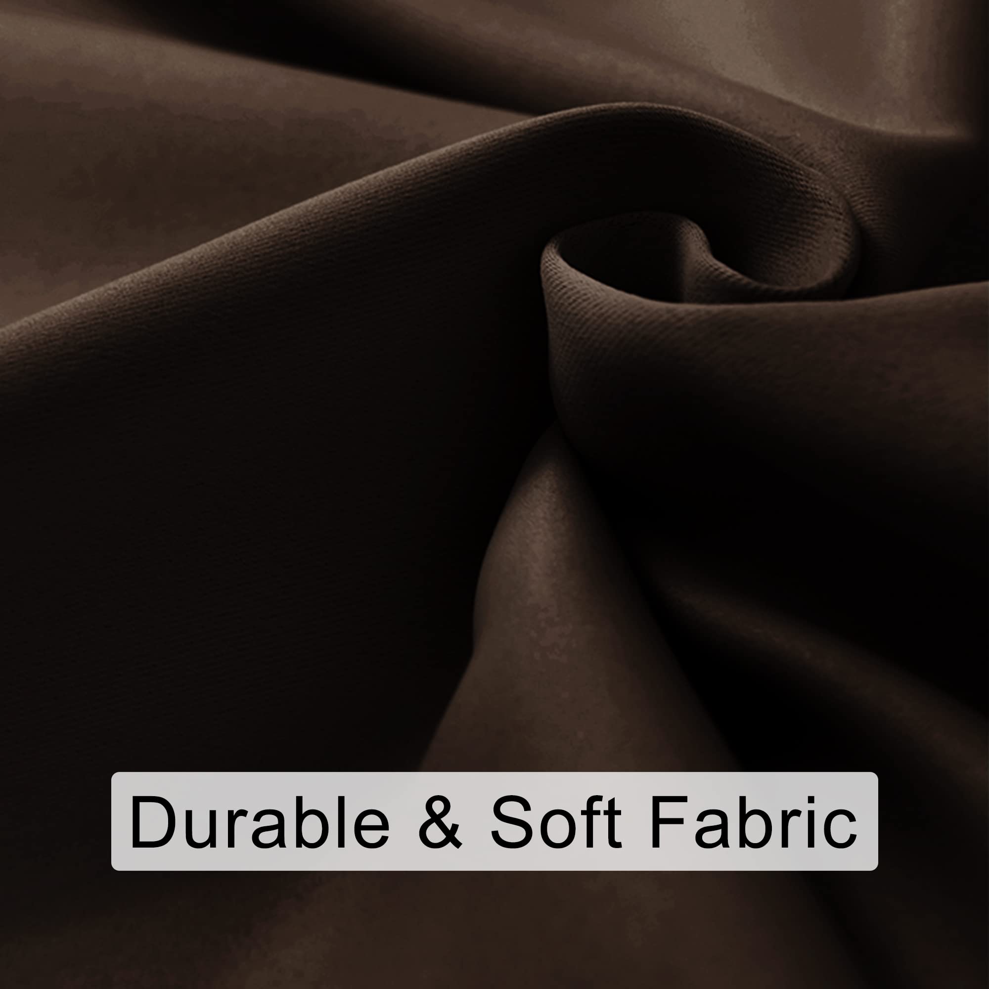 Jiuzhen Blackout Curtains For Bedroom - Curtain Drapes Set Of 2 Panels With Tiebacks, Room Darkening Thermal Curtains, 42 X 72 Inches, Light Blocking Curtains For Living Room, Brown