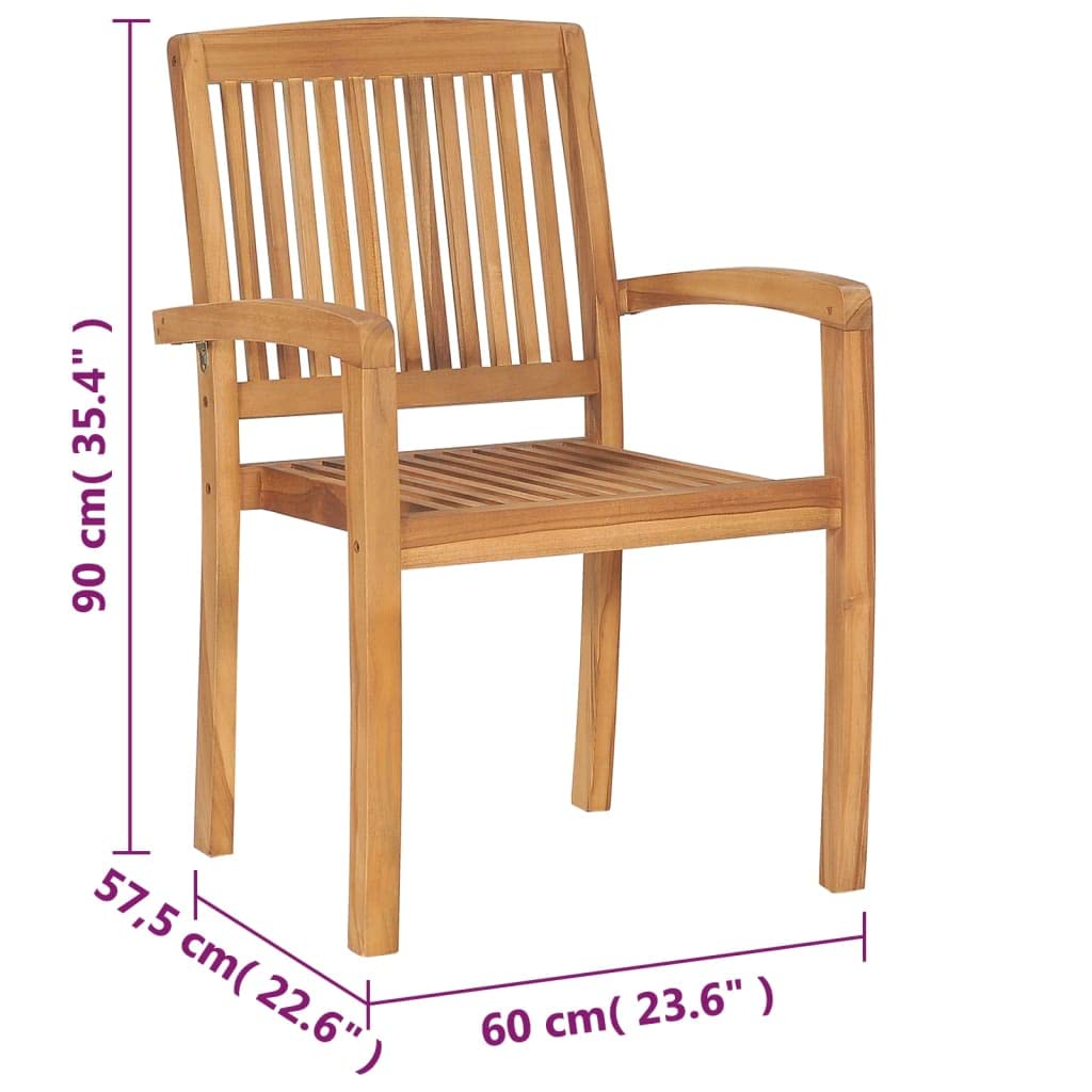 vidaXL 8X Solid Teak Wood Stacking Patio Chairs Garden Outdoor Balcony Backyard Terrace Lounge Dinner Dining Seating Home Furniture