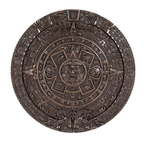 Gifts & Decor Ebros Bronzed Mexica Aztec Solar Xiuhpohualli & Tonalpohualli Wall Calendar Sculpture 10.75' Diameter Mesoamerica