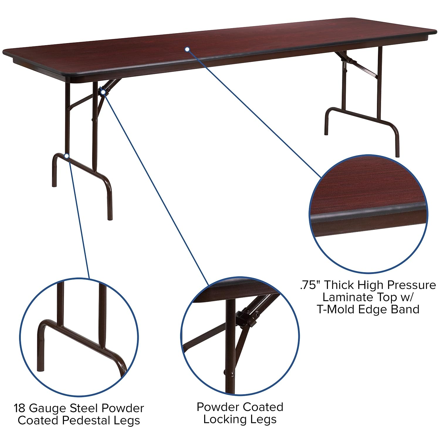 Flash Furniture 8-Foot High Pressure Mahogany Laminate Folding Banquet Table