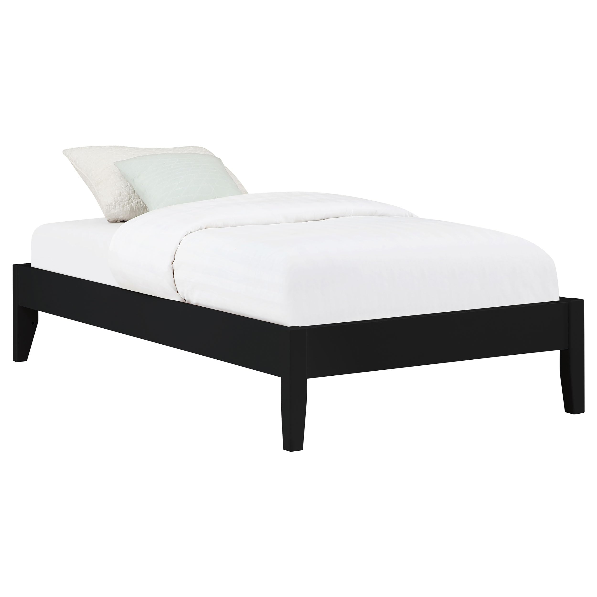 Coaster Home Furnishings Hounslow Contemporary Twin Size Pine Wood Platform Bed Frame Headboard Compatible Bed Base Black 306129T