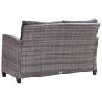 vidaXL 2-Seater Patio Sofa with Cushions Garden Outdoor Balcony Backyard Furniture Lounge Sofa Chair Couch Seating Gray Poly Rattan