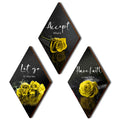 3 Pcs Yellow Rose Bathroom Wall Decor Flower Yellow Decor Inspirational Wooden Wall Art Office Wall Decor with Accept Let Go Hav