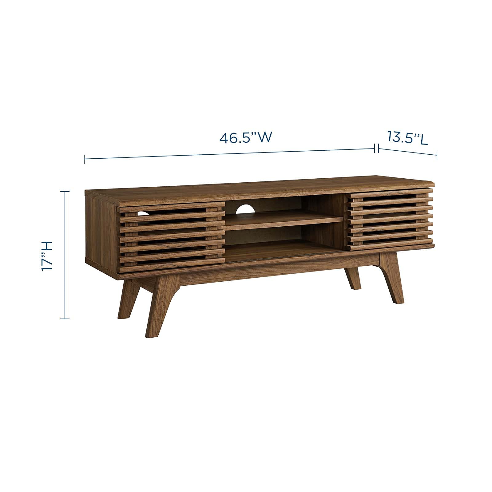 Modway Render 46&quot; Mid-Century Modern Low Profile Media Console Tv Stand, 46 Inch, Walnut