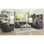 Acme Laurissa Track Arm Chair with Nailhead Trim in Light Charcoal Linen