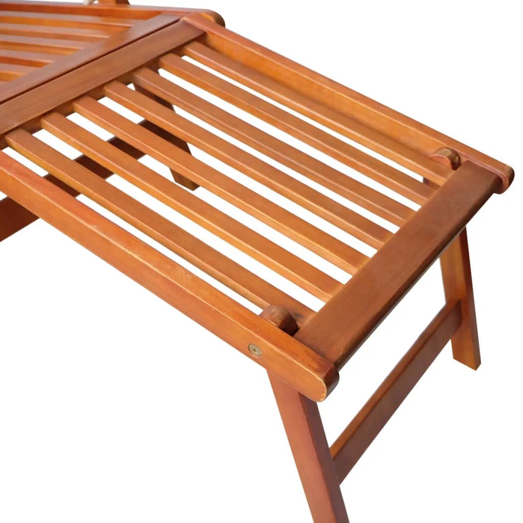 vidaXL Solid Acacia Wood Deck Chair - Adjustable Patio/Garden Sun Lounger with Footrest & Cushion, Indoor/Outdoor, Foldable