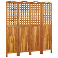 vidaXL Acacia Wood Room Divider - 4-Panel, Foldable, Easy to Store, Versatile Usage, Ideal for Bedroom and Living Room Divisions