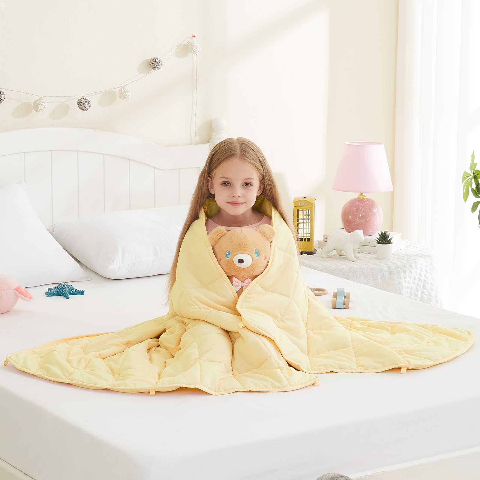 L'Agraty Weighted Blanket - 40''X60'' 7Lbs Cooling Breathable Weighted Heavy Blanket Microfiber Material With Glass Beads Small