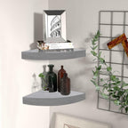 Vidaxl Wall Corner Shelves 2 Pcs Concrete Gray 9.8''X9.8''X1.4'' Mdf