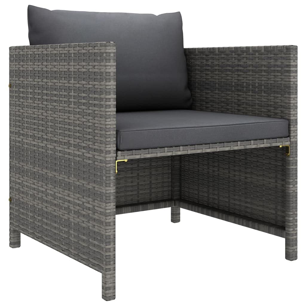 vidaXL Outdoor Patio Sofa with Removable Cushions | Gray Poly Rattan Lounge Sofa | Modular Design for Personalized Configuration | Durable and Comfortable
