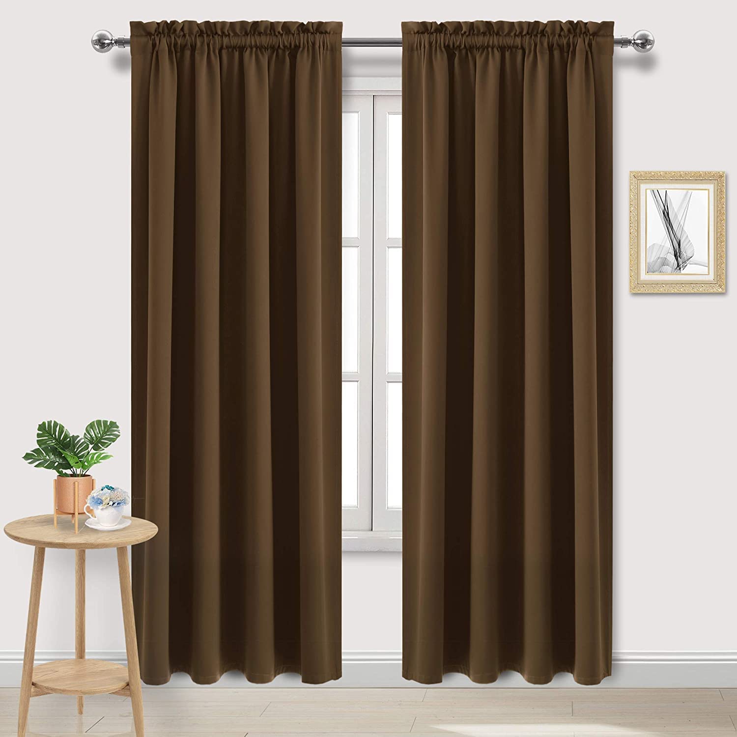 Dwcn Brown Blackout Curtains For Bedroom, Thermal Insulated Energy Saving Room Darkening Curtains For Living Room (W60 X L84 Inc