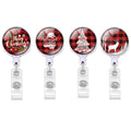 4 Pieces Christmas Badge Reel Retractable Holder Name Decorative Badge Reel Clip With Alligator Clip On Id Card Holders For Offi