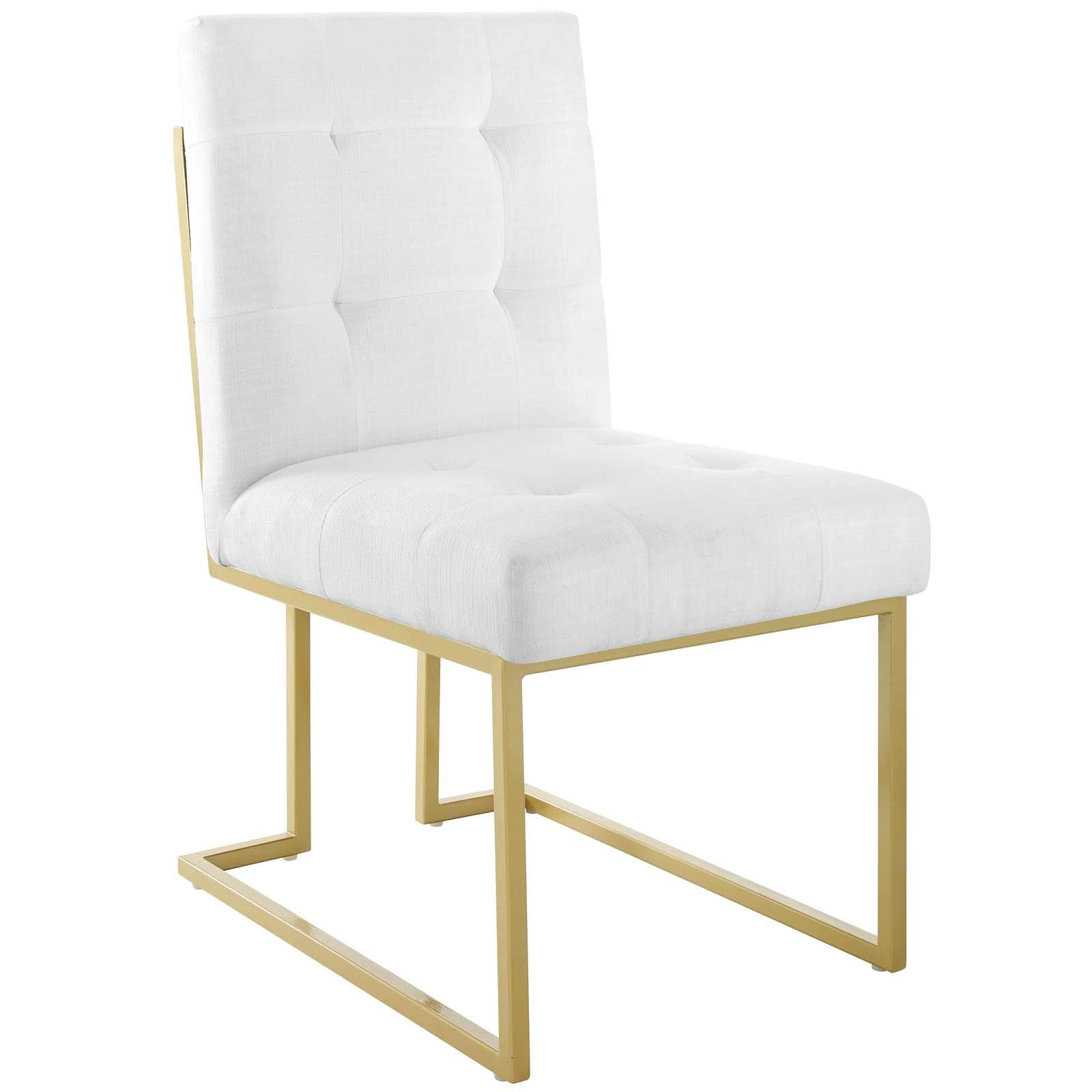 Modway Privy Upholstered Gold Stainless Steel Dining Chair In Gold White