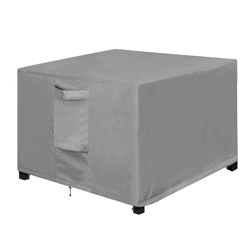 Outdoorlines Outdoor Waterproof Patio Ottoman Covers - Square Uv-Proof Patio Side Table Cover Windproof Heavy-Duty Furniture Covering Protector 28L X 28W X 17H Inch, Grey