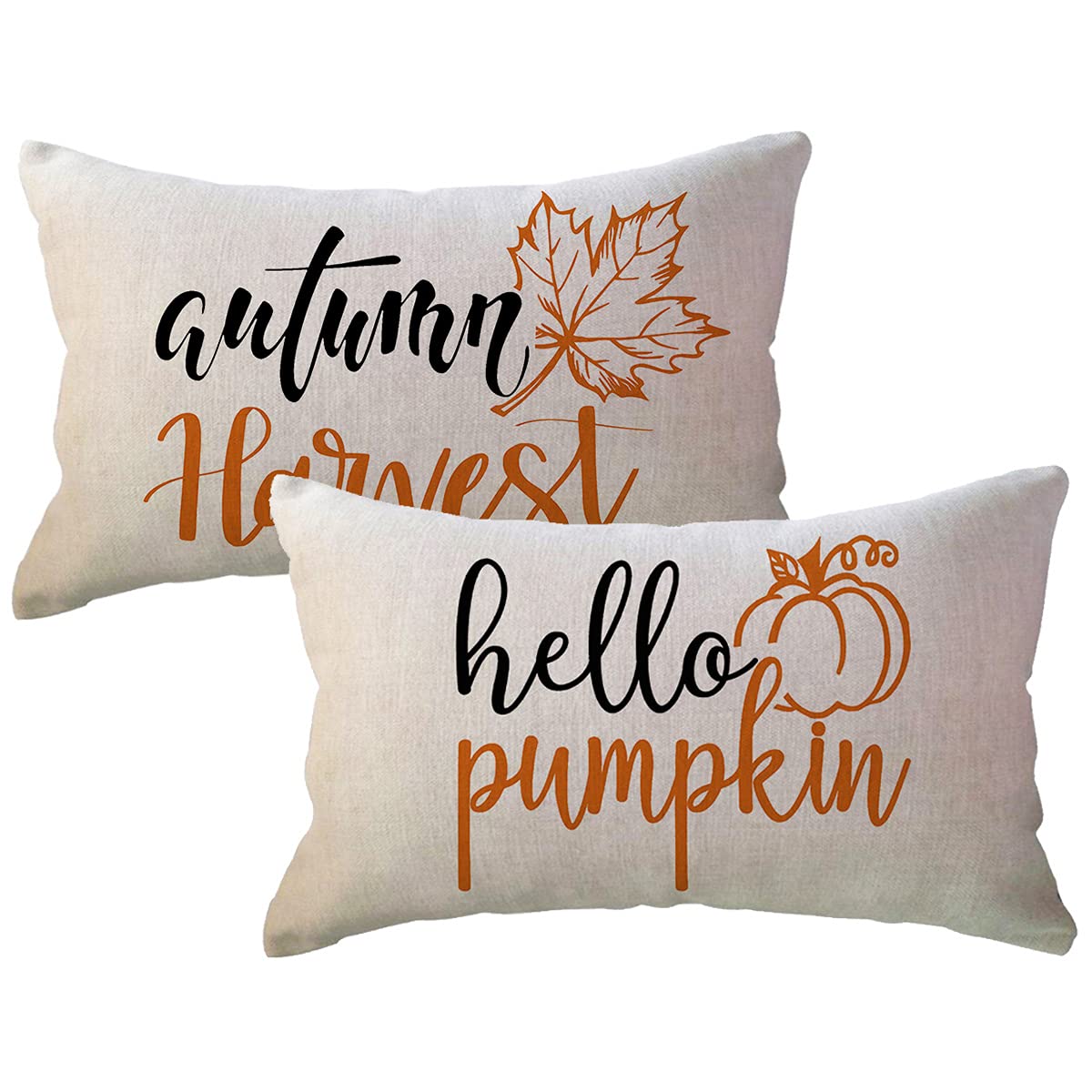 Ulove Love Yourself Autumn Fall Throw Pillow Covers Pumpkin/Maple Leaves Farmhouse Decorative Rectangular/Lumbar Cushion Cover 1