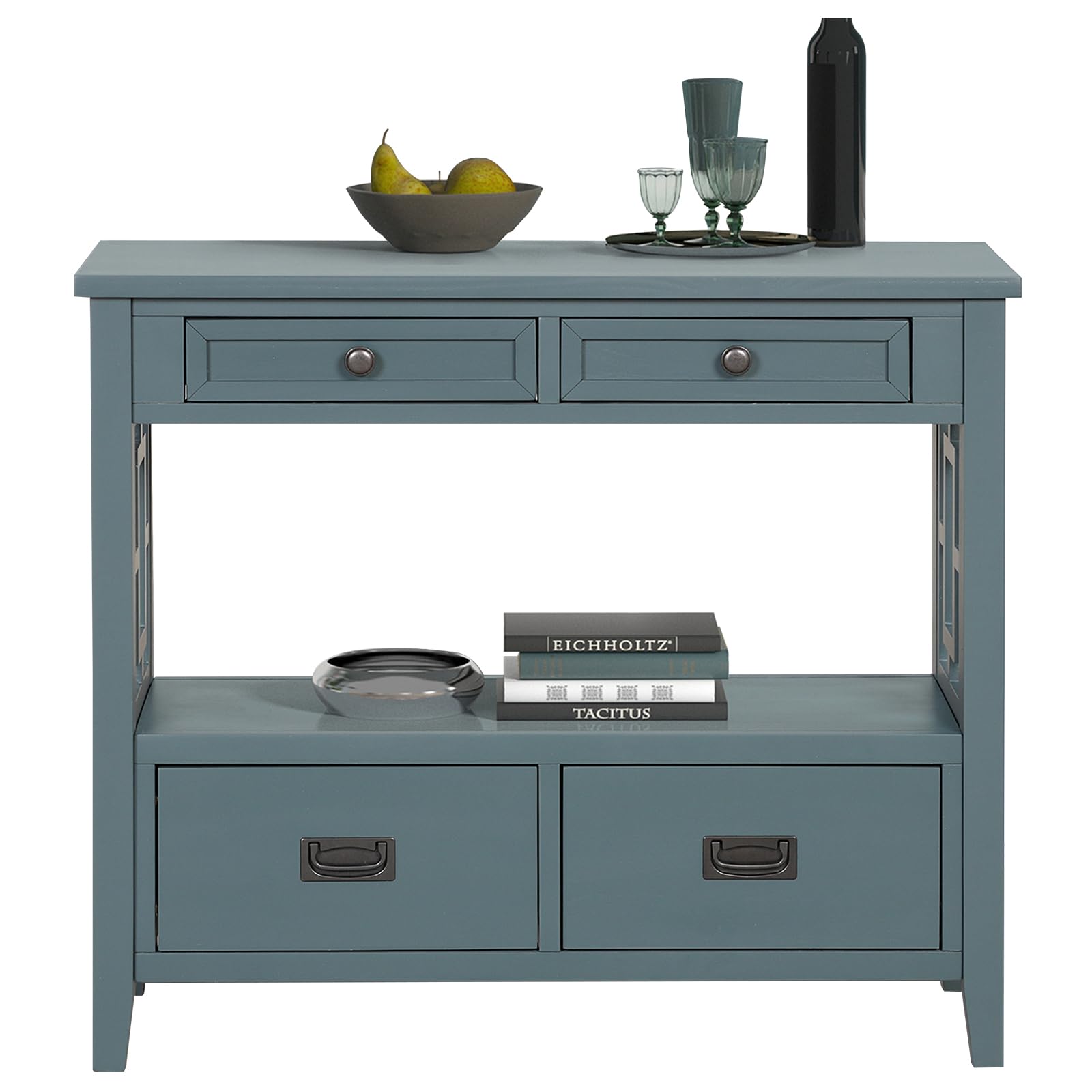 YWUFUART 36" Farmhouse Narrow Long Solid Wood Console Entry Table - Thumbnail 2