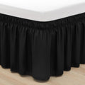 Rimela Black King Size Bed Skirt 12 Inch Drop, Elastic Bed Skirts Cal King Dust Ruffle, Black Bedskirt For Adjustable Bed Base S