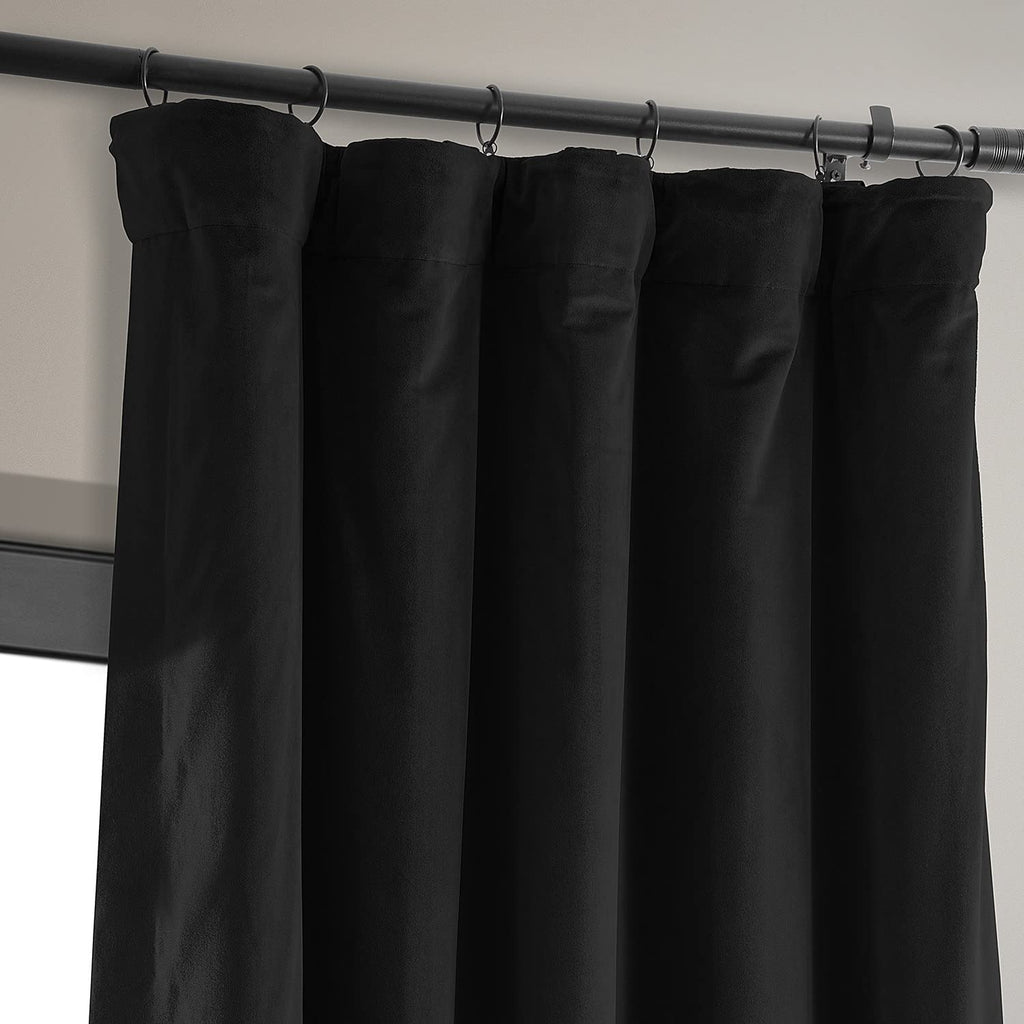 Hpd Half Price Drapes Signature Velvet Thermal Blackout Curtains For Living Room 96 Inch Long (1 Panel) Rod Pocket Insulated Blackout Curtains For Bedroom Window Curtains, 50W X 96L, Warm Black