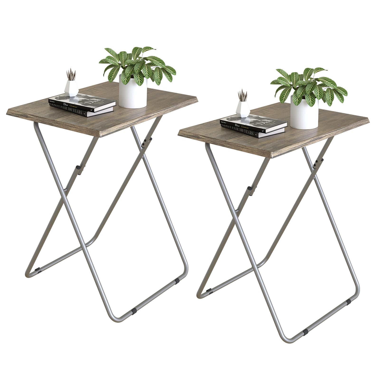Folding TV Tray Table Set of 2,Dinner Snack Trays Table for Eating on Couch,Portable Metal Dinner Table for Small Sofa Bedside T