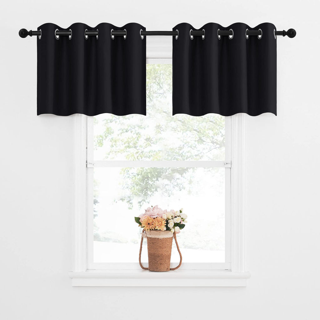 NICETOWN Blackout Tiers Drapes for Small Window - Functional Plain Grommet-Top Window Treatment Curtains for Cafe/Office/Hallowe