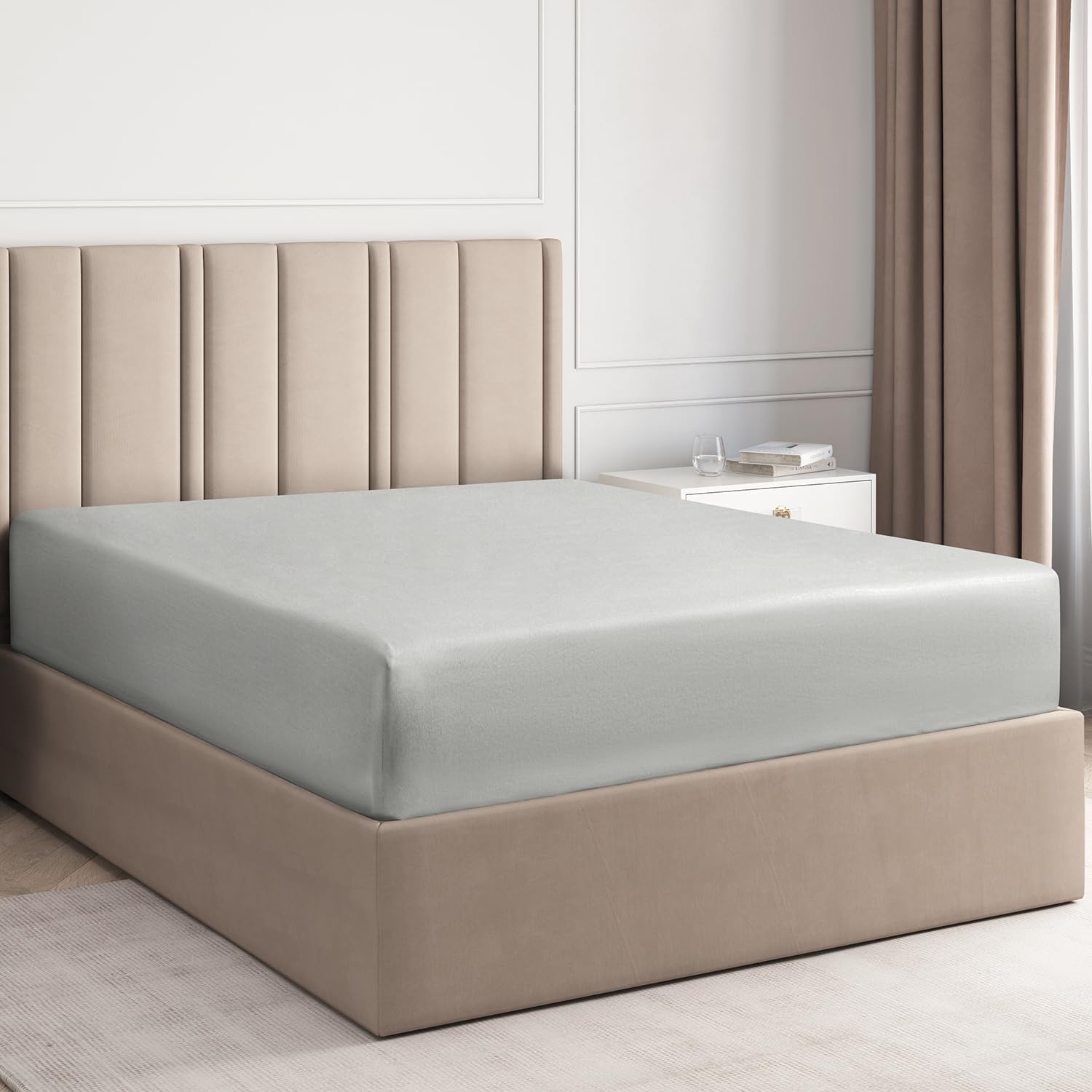 Cal King Size Fitted Bed Sheet - Hotel Luxury Single Fitted Sheet Only - Fits Mattress Up To 16' - Soft, Wrinkle Free, Breathable Sheet For Women, Men, Kids & Teens - Dark Grey Single Fitted Sheet