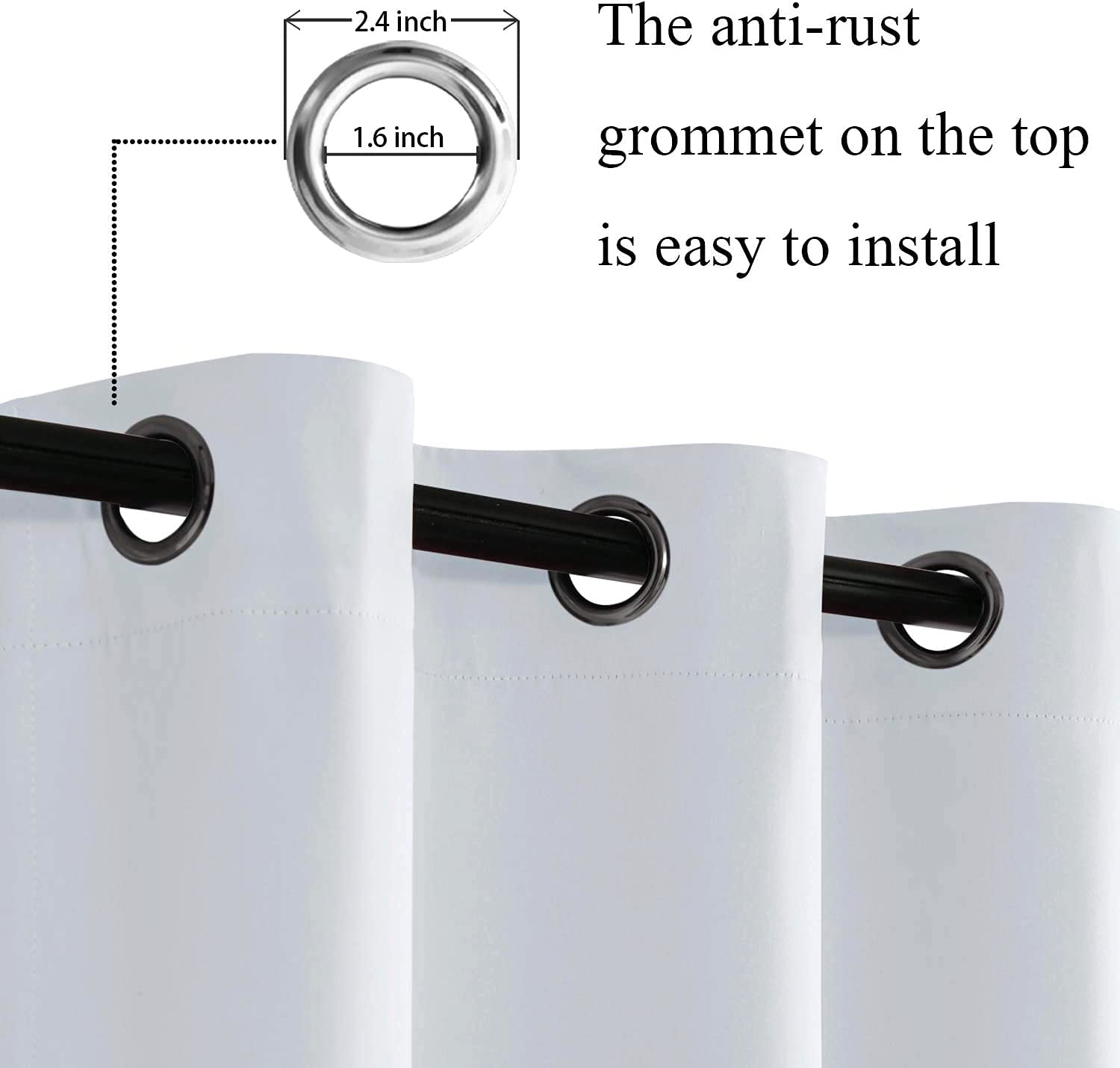 Jiuzhen Greyish White Blackout Curtains With Tiebacks Thermal Insulated, Light Blocking And Noise Reducing Grommet Curtains For And Living Room, Set Of 2 Window Curtain Panels, 70 X 84 Inch Length
