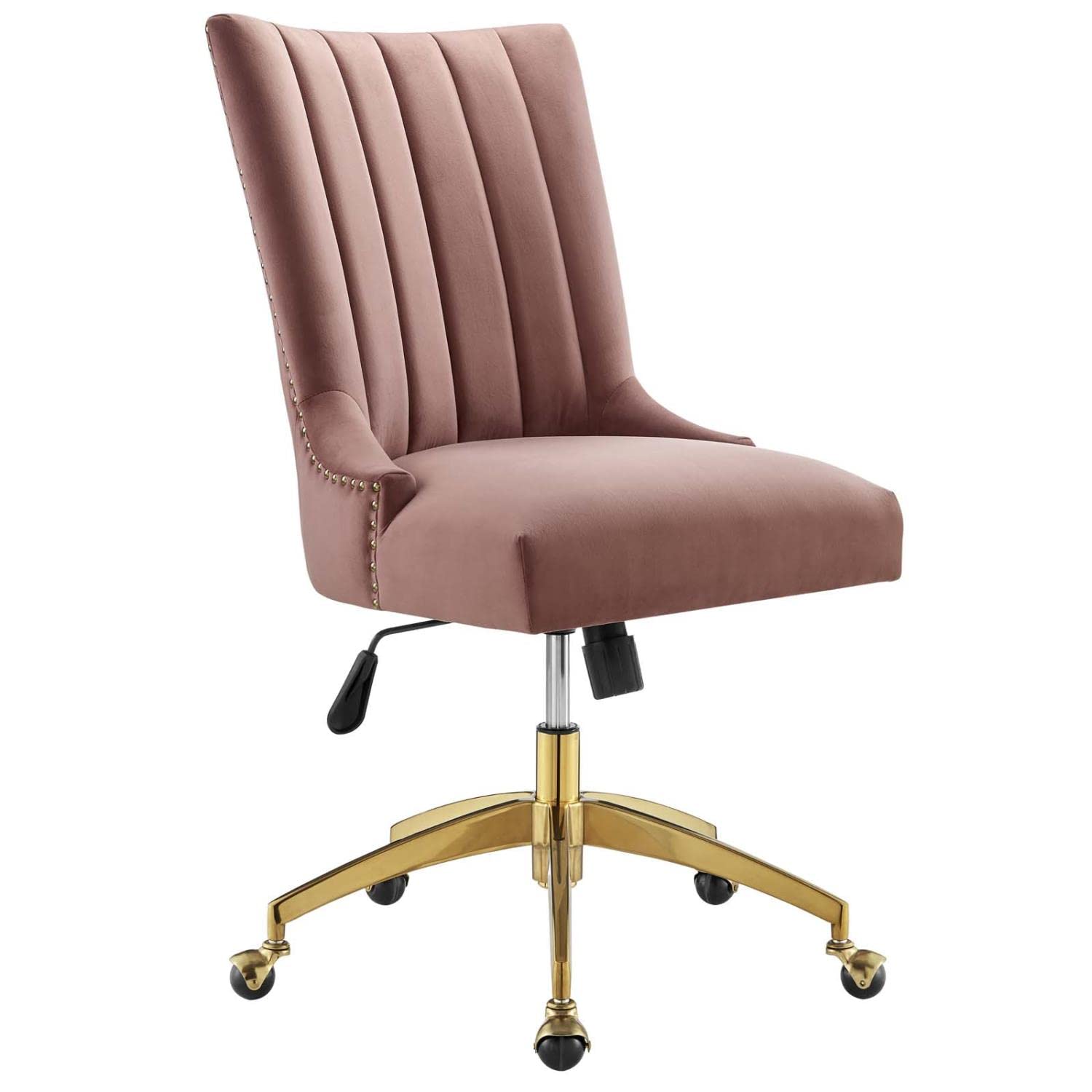 Modway Empower Channel Tufted Performance Velvet Office Chair, Gold Dusty Rose