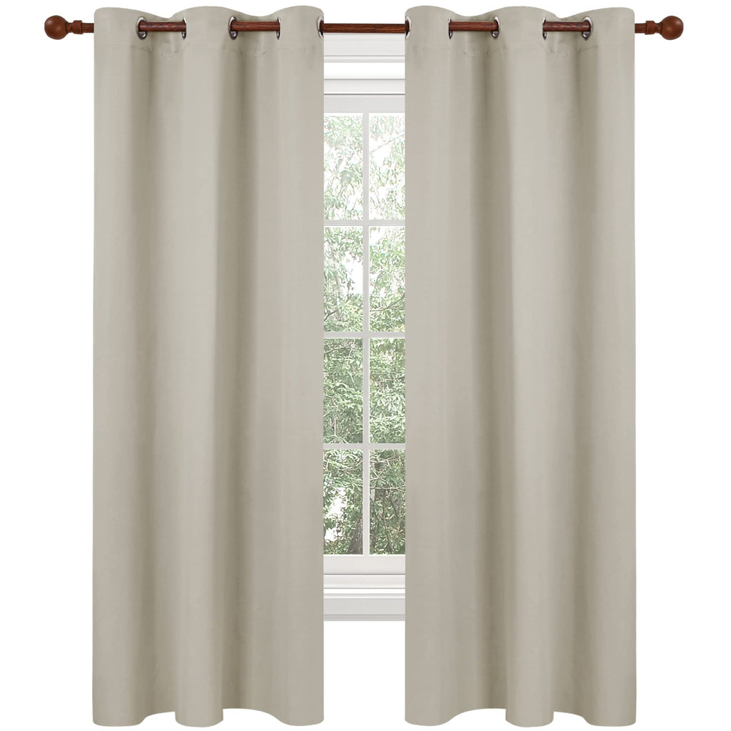 Deconovo Grommet Blackout Curtains for Living Room, Room Darkening Thermal Insulated Window Curtain, Light Beige, 42x63 Inch, 1 
