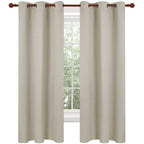Deconovo Grommet Blackout Curtains for Living Room, Room Darkening Thermal Insulated Window Curtain, Light Beige, 42x63 Inch, 1 