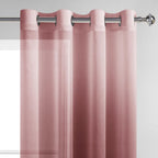Dwcn Faux Linen Ombre Sheer Curtains - Gradient Semi Voile Grommet Top Window Curtains For Bedroom And Living Room, Set Of 2 Pan