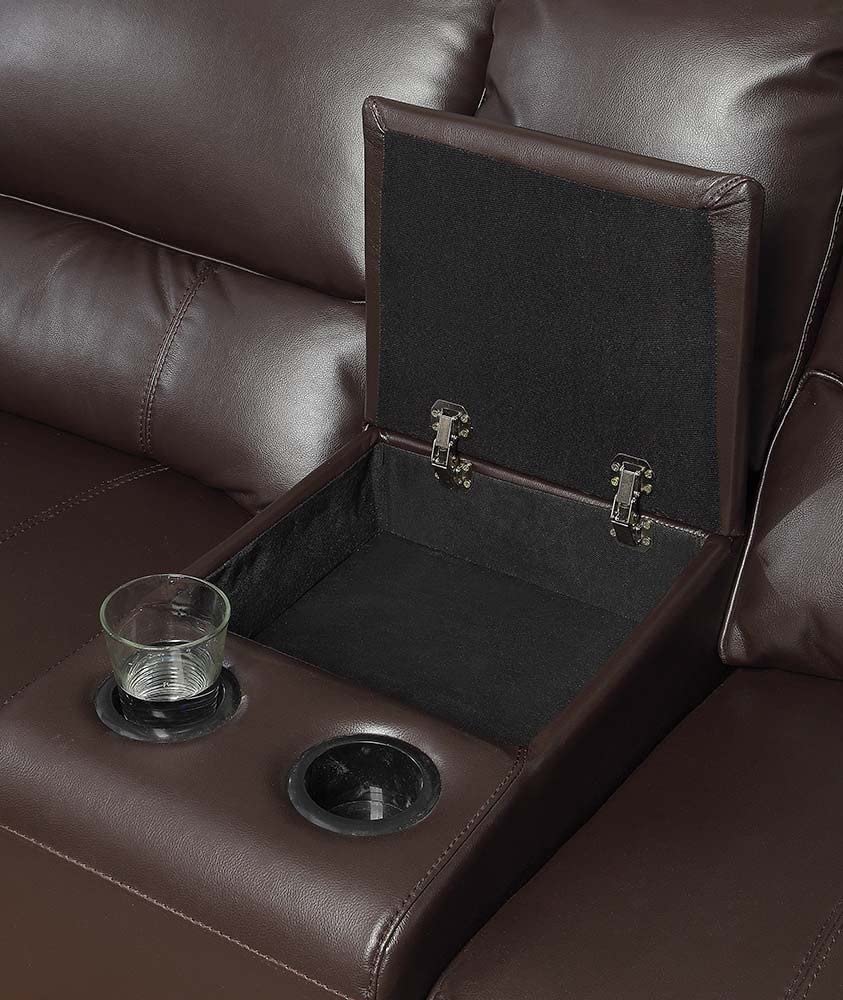 Acme Furniture Saul Sectional Sofa with Power Recliners, Espresso Leather-aire