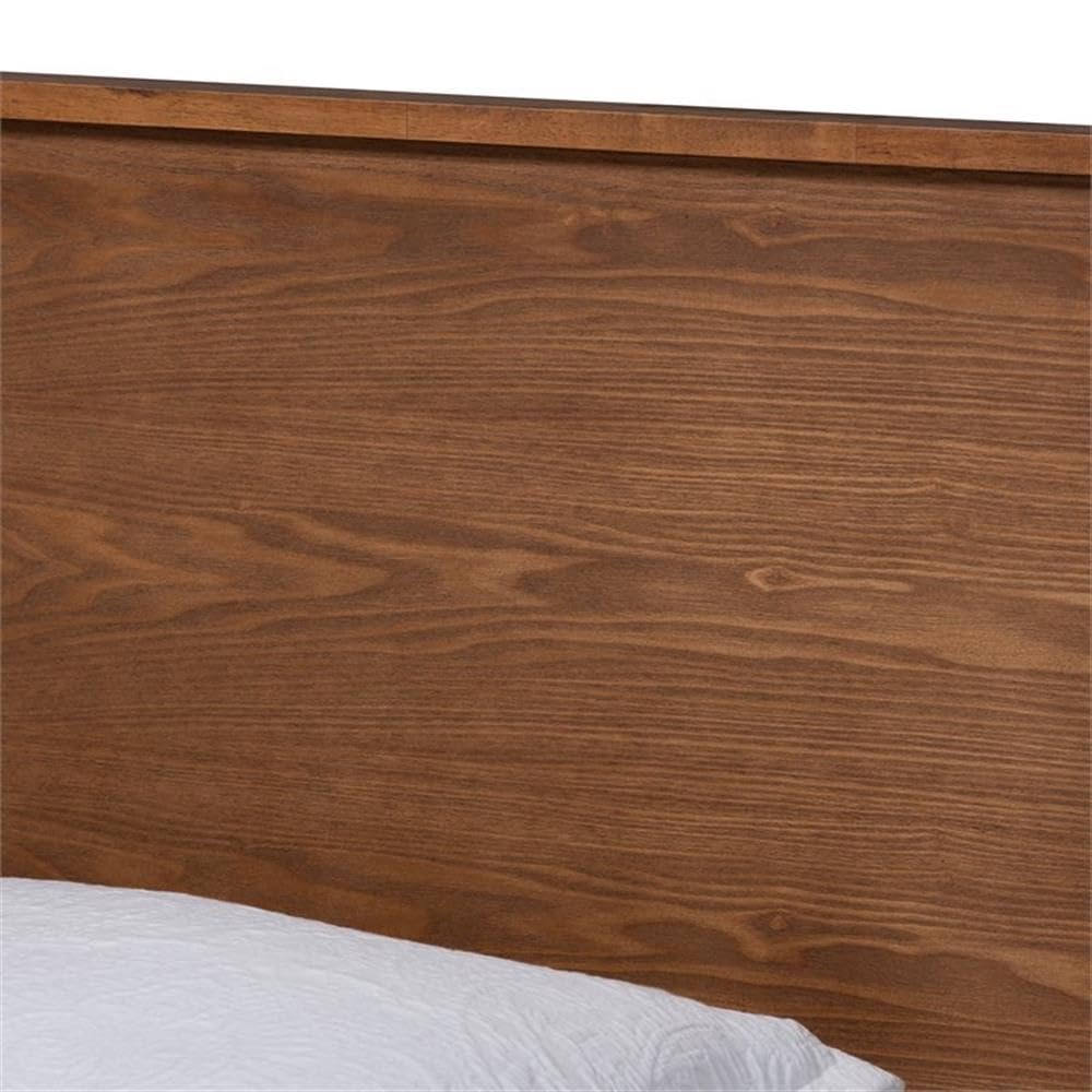 Baxton Studio Leola Mid-Century Modern Transitional Walnut Brown Finished Wood Twin Size Platform Bed