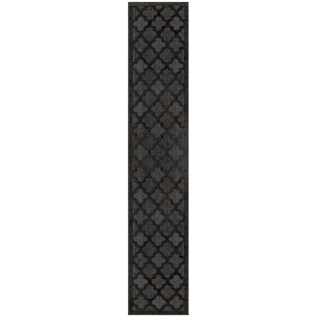 Nourison Easy Care Indoor/Outdoor Charcoal Black 2'2' X 12' Area -Rug, Easy -Cleaning, Non Shedding, Bed Room, Living Room, Dining Room, Backyard, Deck, Patio (2X12)